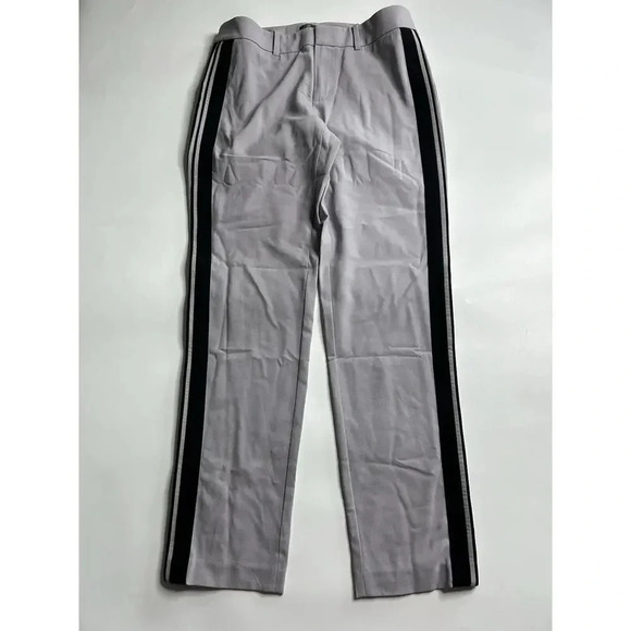 Vince Pants Women's 2 Wool Spandex Blend Tuxedo Stripe Gray Trouser Business - Picture 2 of 9
